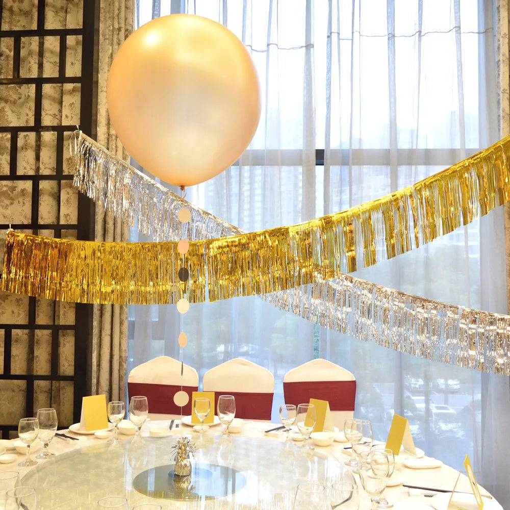 2m Glitter Tassels Fringe Banner Shinny Gold Metallic Foil Tassel