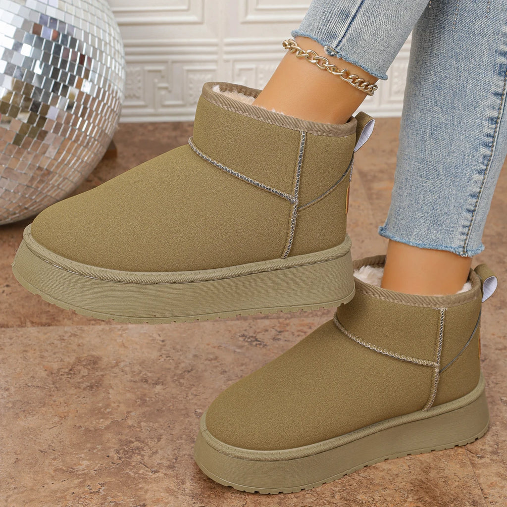 Winter Women Ankle Boots Thick Plush Platform Snow Boots Women Keep Warm Fur Cotton Shoes for Woman Faux Suede Slip-On Shoes Zpaxo