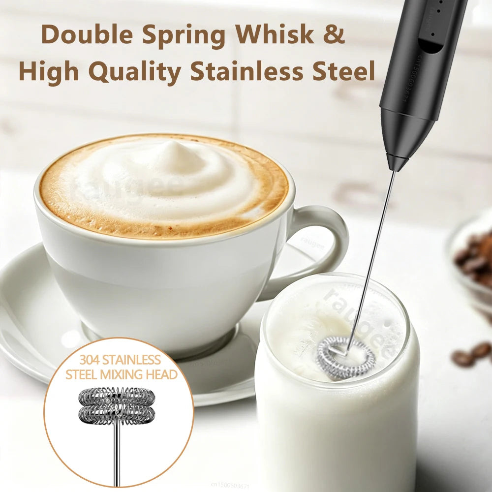 Milk Frother Electric Foamer Mini Coffee Whisk Mixer Rechargeable