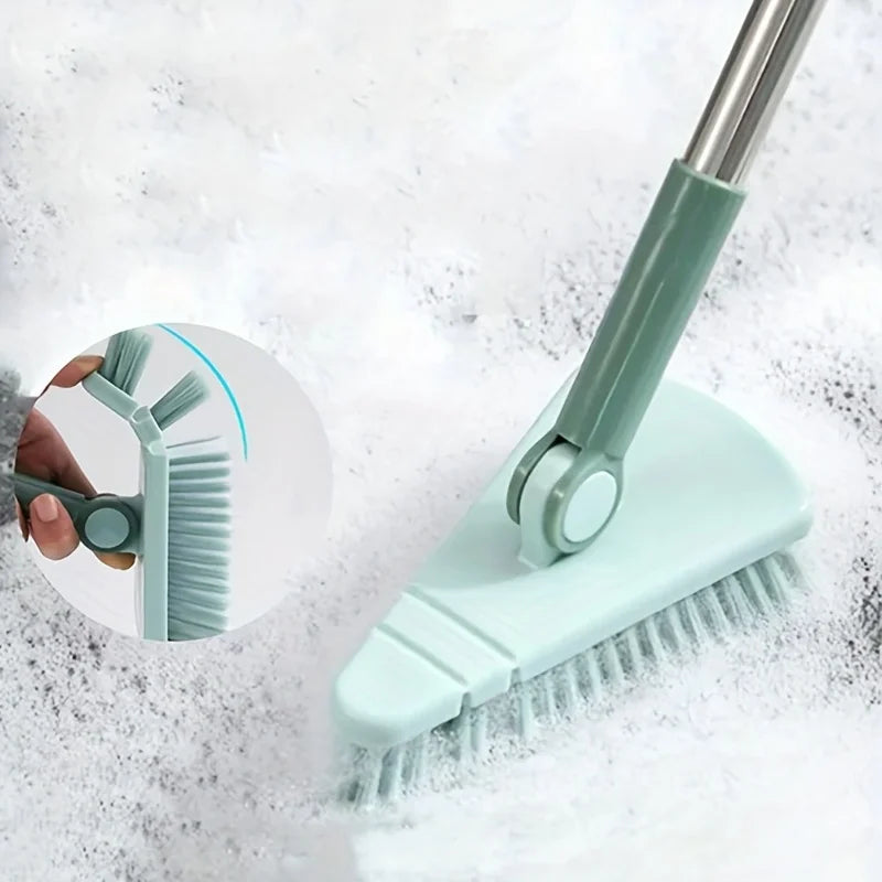 Triangle Floor Brush Cleaning Bathtub Gaps Long Handle Detachable Zpaxo light blue