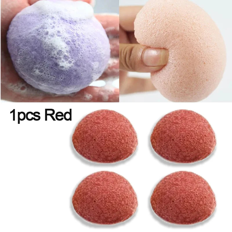 1 Face Round Makeup Remover Tools Natural Konjac Facial Cleansing Zpaxo 4pcs Red