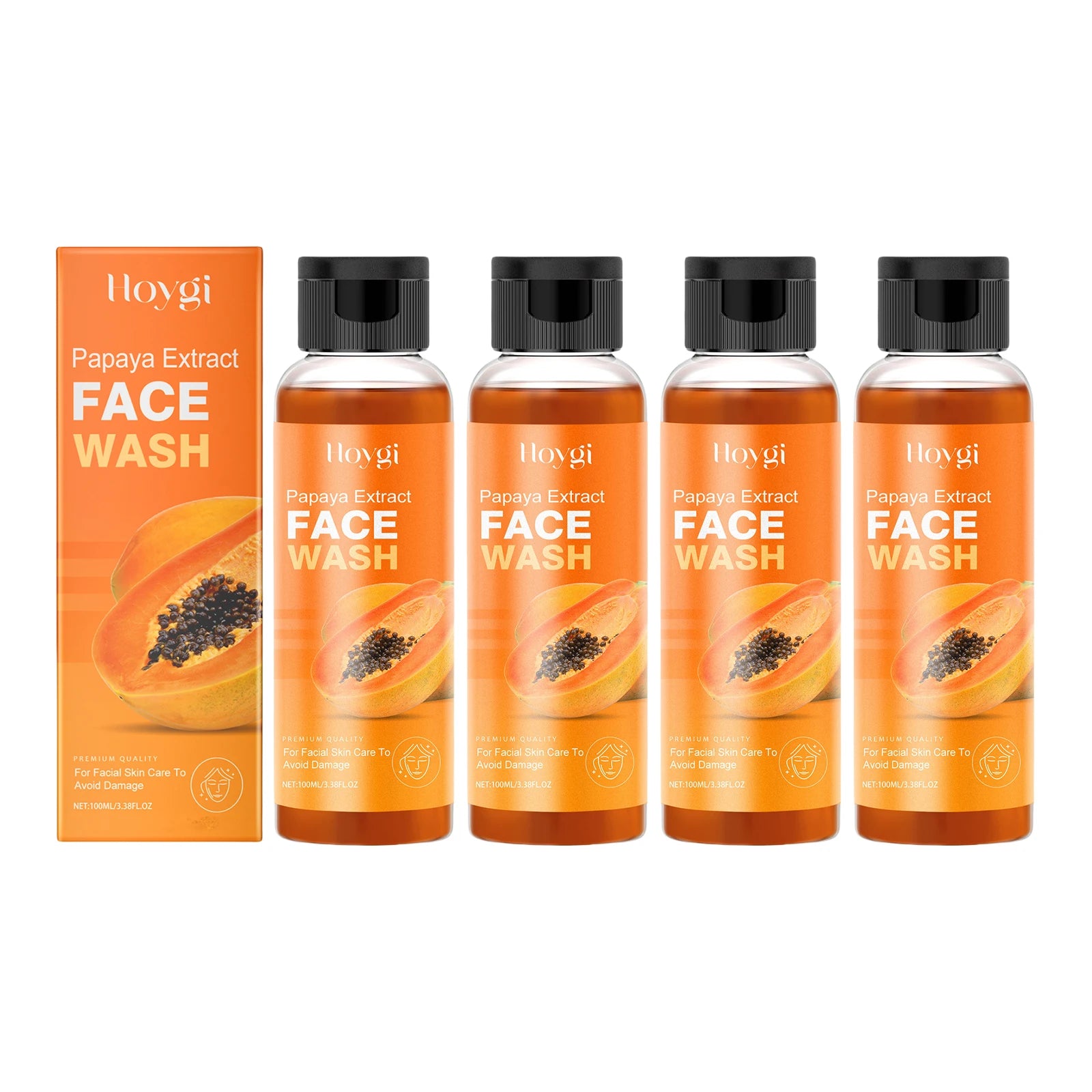 Hoygi Papaya Cleanser Gentle Exfoliating Hydrating Brightening Natural Enzyme Face Wash for Sensitive Skin All Types Zpaxo 4PCS