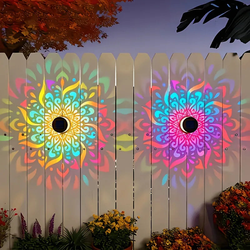 Solar Powered Mandala Sunflower Wall Light Outdoor Garden Decorative
