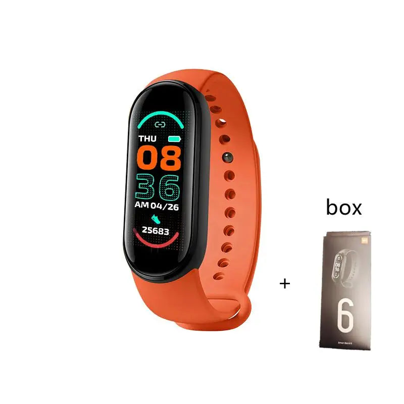 M6 Smart Watch Men's Women's Multi-function Watches Fitness Bracelet Tracker Heart Rate Monitor Waterproof Sport Smartwatch Band Zpaxo Orange