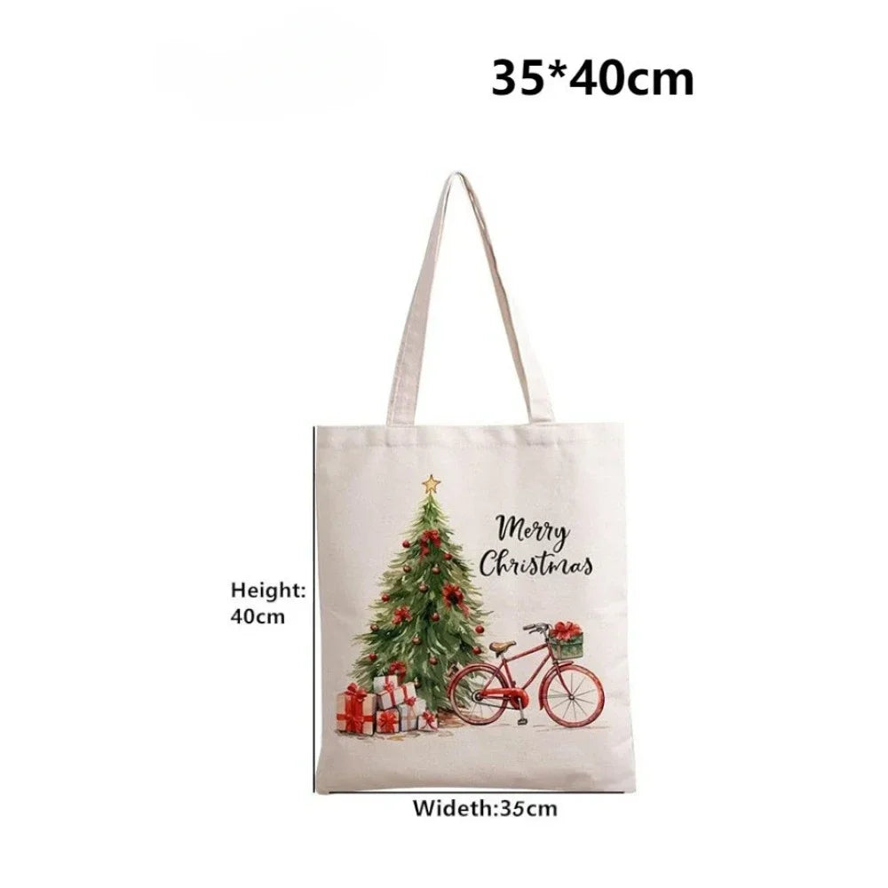 2025 New Christmas Canvas Tote Bag, Cute Snowman Pattern, Christmas Collection Bag, Home Storage Bags Zpaxo