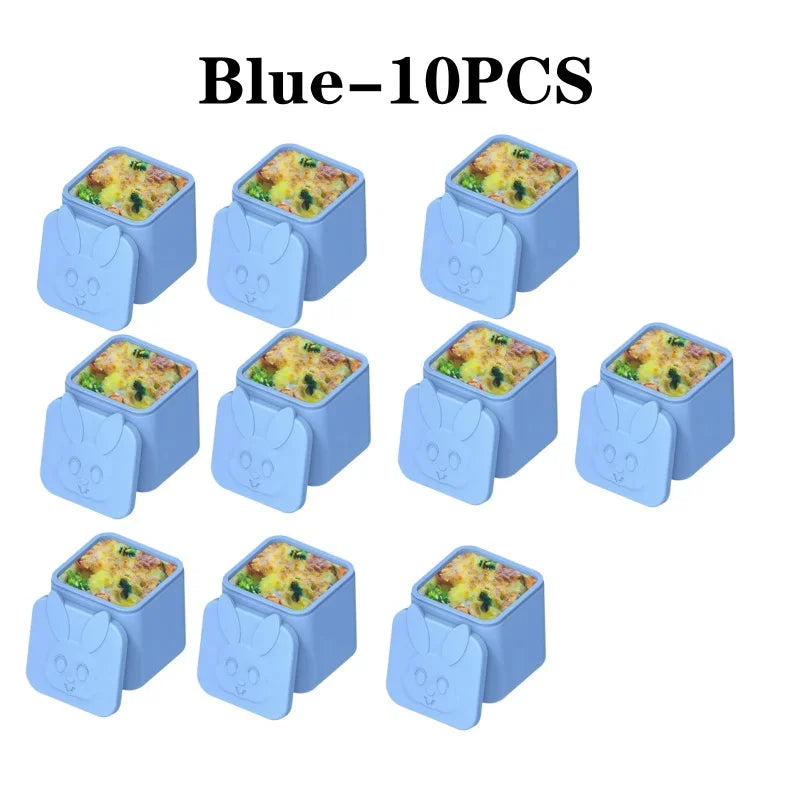 Silicone Lunch Box Sauce Divider Cup Lid Square Small Fits Most Bento Zpaxo Blue-10PCS