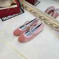 Flats Shoes for Women 2023 New Autumn Summer Korea Fashion Mary Jane Shoes Round Toe Women's Shoes Velvet Silk Flats Women Shoes Zpaxo Crystal Pink UK5.5(25.0cm)