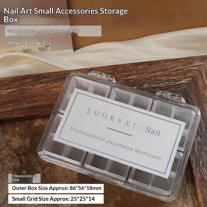 M24Grids Nail Decoration Accessories Storage Box Transparent Jewelry Zpaxo A7