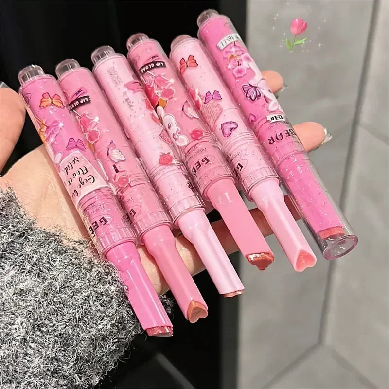 Love Shape Jelly Lipstick Waterproof Non-stick Cup Mirror Solid Lip Gloss Clear Lasting Moisturizing Lip Stick Makeup Cosmetic Zpaxo