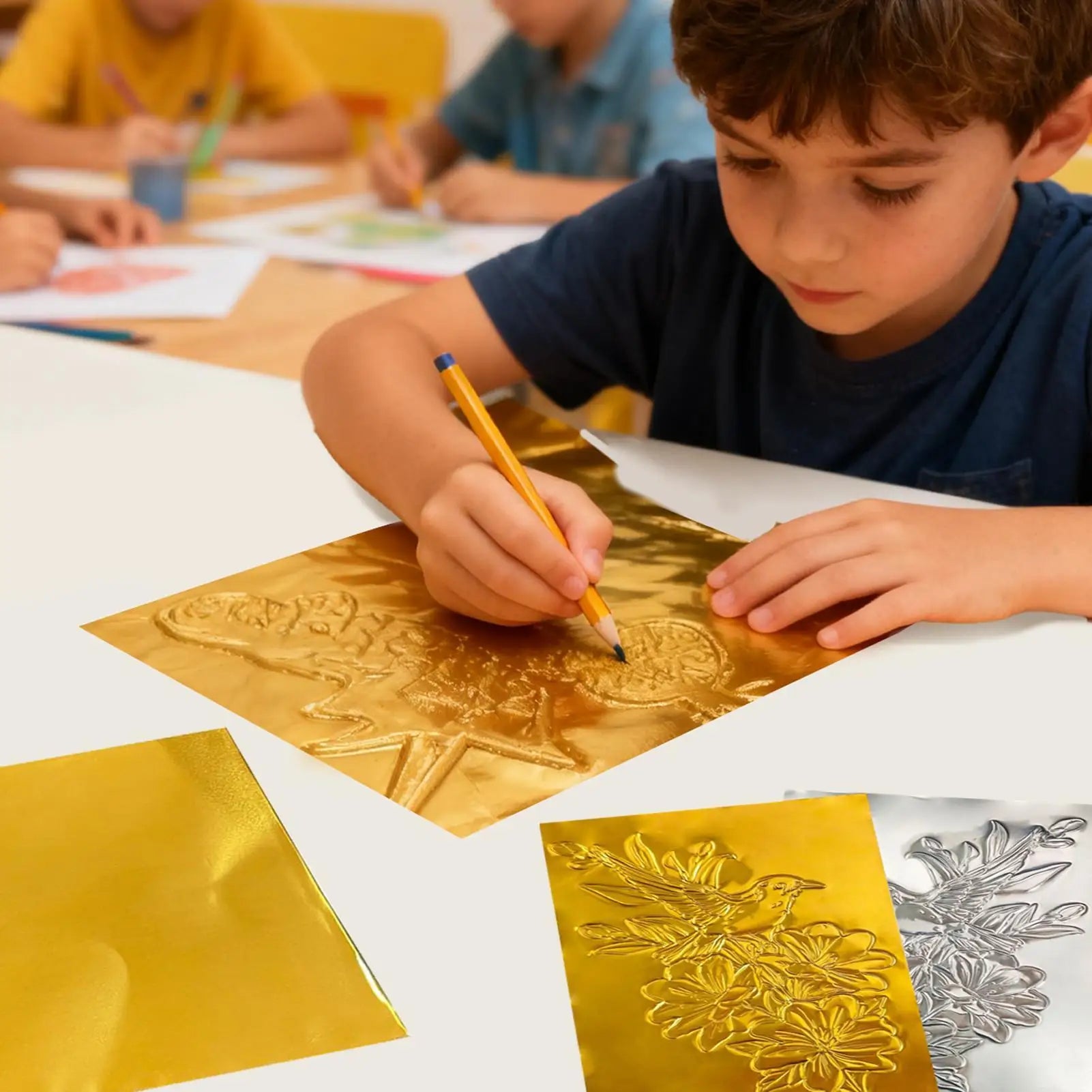 Metal Foil Paper 100 Sheets Shiny Aluminum Art Embossing Engraving