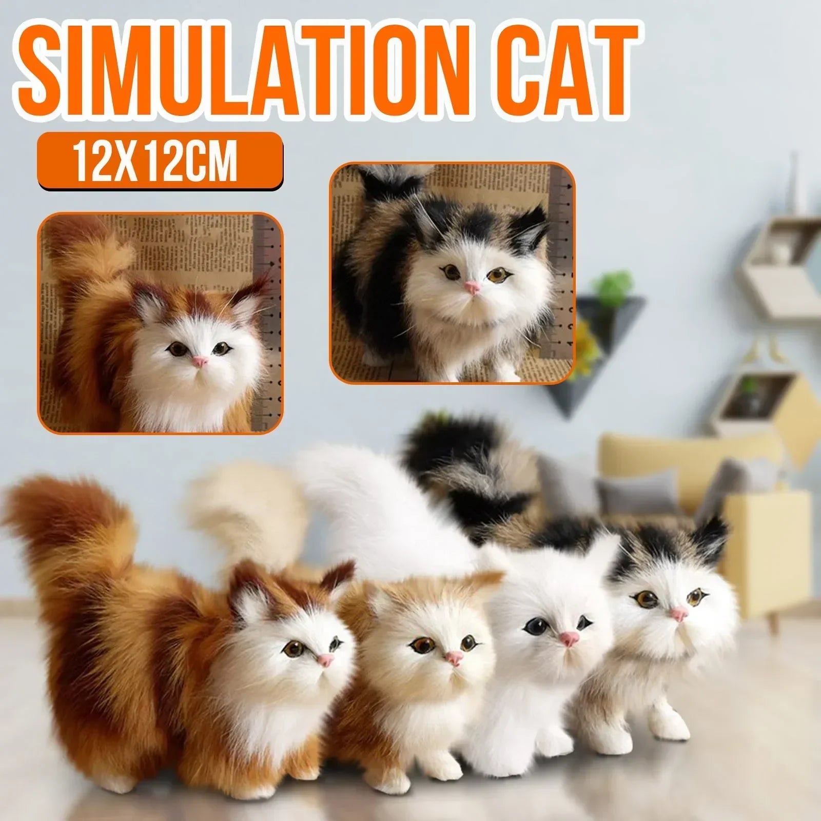 Cute Simulation Cat Plush Toys Soft Stuffed Kitten Model Fake Realist