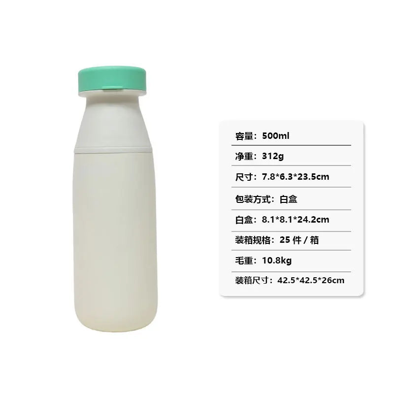 Cross-border New Dual-drinking Milk Tea Cup, 304 Stainless Steel Vacuum Insulated Cup, Detachable Handheld Children's Water Cup Zpaxo White 17oz 500ml