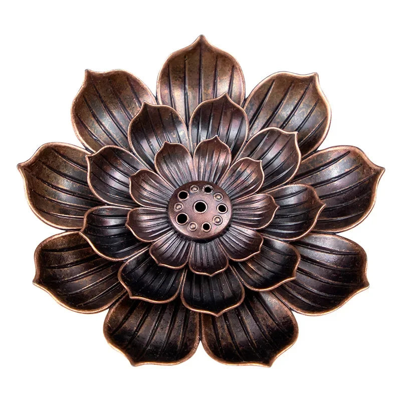 Alloy Incense Burner Stick Holder Buddhism Lotus Line Incense plate Sandalwood Coil Base Temples Yoga Studios Home Decoration Zpaxo