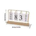 Wooden Perpetual Calendar Modern Metal Standing Base Daily Desk Home