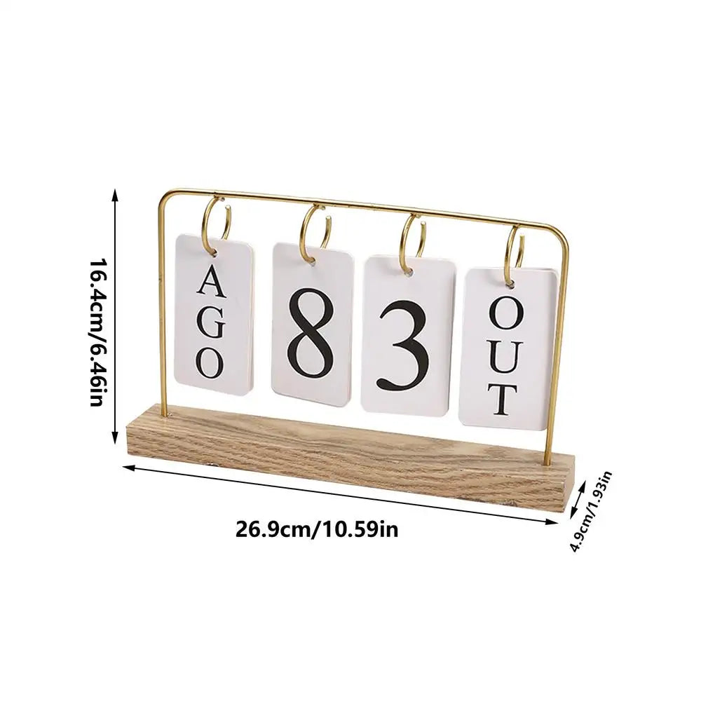 Wooden Perpetual Calendar Modern Metal Standing Base Daily Desk Home