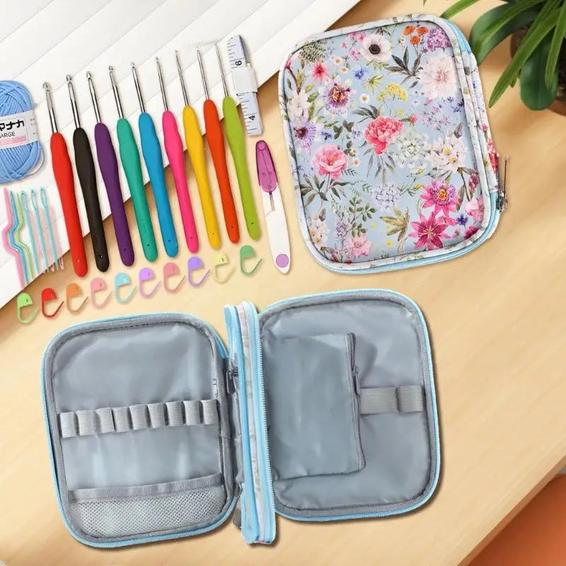 Waterproof Fabric Crochet Hook Storage Case Knitting Tool Sewing