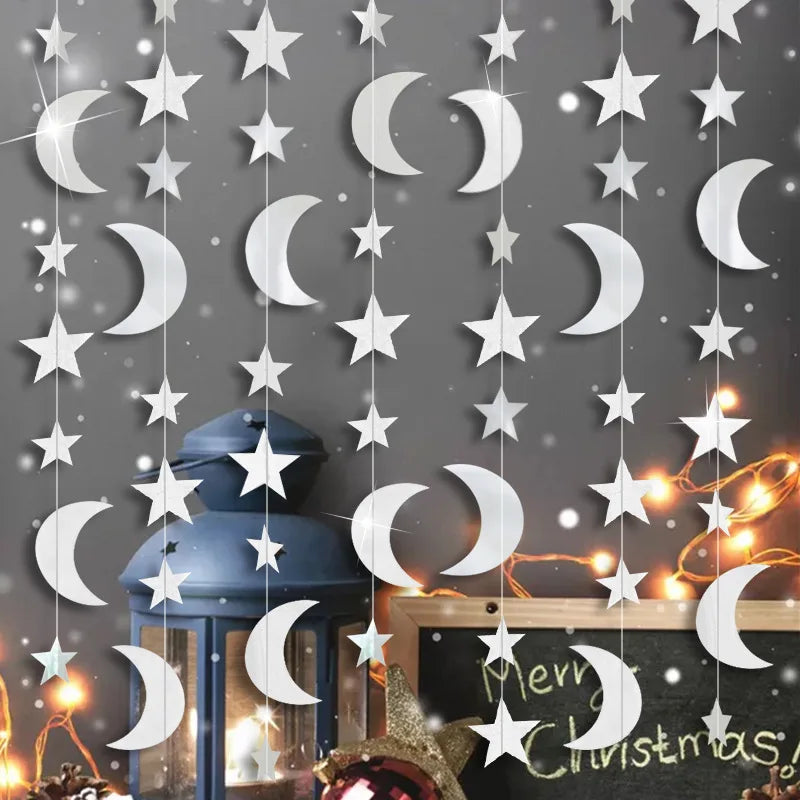 4M Gold Silver Moon Star String Garland Paper Hanging Banner Kids