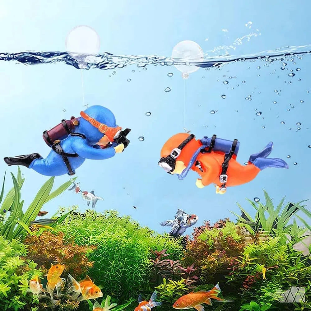 Floating Diver Fish Tank Ornaments – Aquarium Decor 2 Pcs Aquarium Ornament Zpaxo