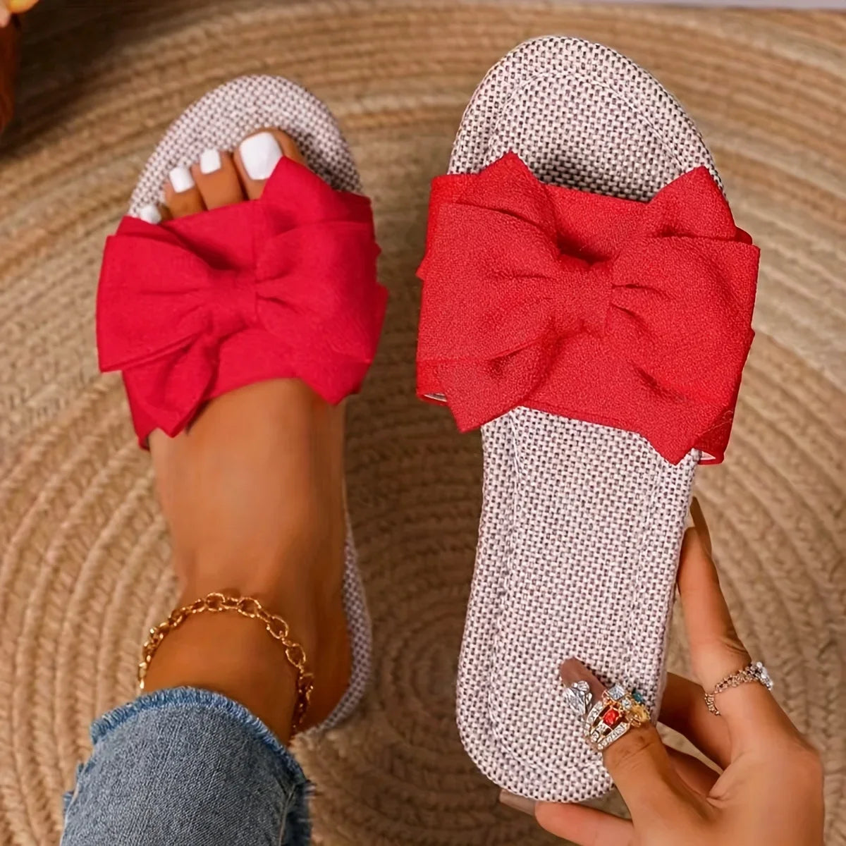 Women Slippers 2025 Bow Anti Slip Sandals Wear-resistant Soft Sole Zpaxo