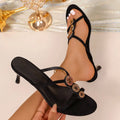 Bohemian Women's Fish Mouth Open Toe Vintage Thin Heel Slippers Zpaxo black 37