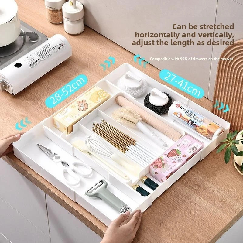 Expandable Drawer Organizers Desktop Cosmetic Organizer Stationery Organizer Adjustable for Kitchen Spoons Forks Knives Drawer Zpaxo