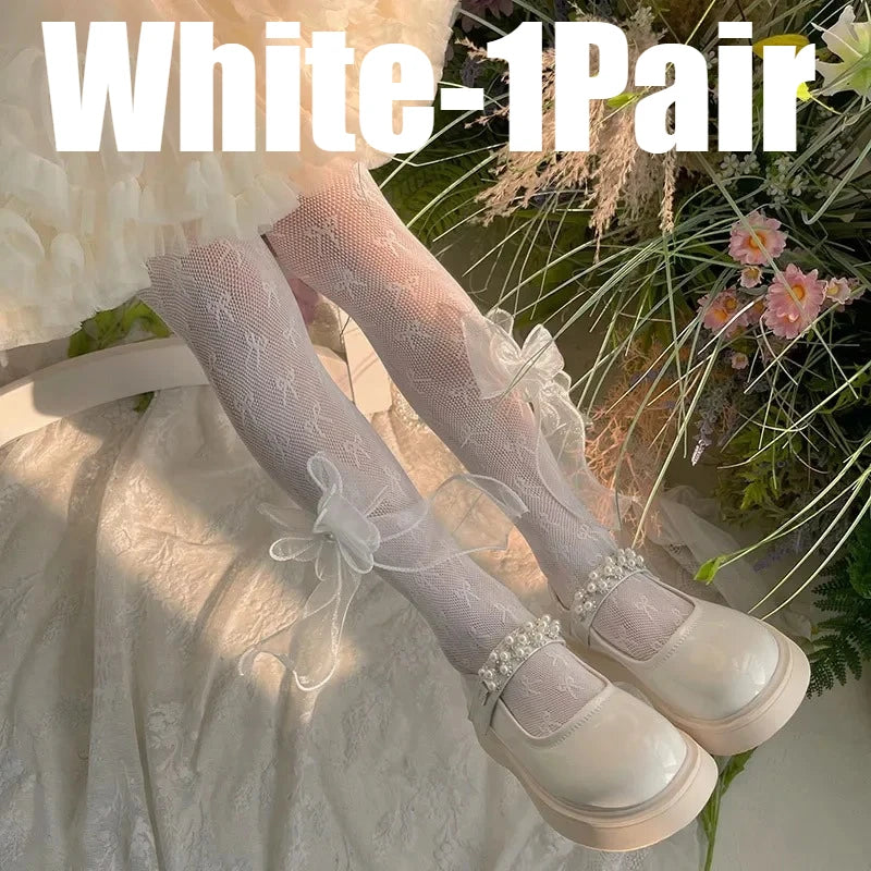 Sweet Girl Bow Lace Tights Kids Cute Toddler Ultra Thin Pantyhose