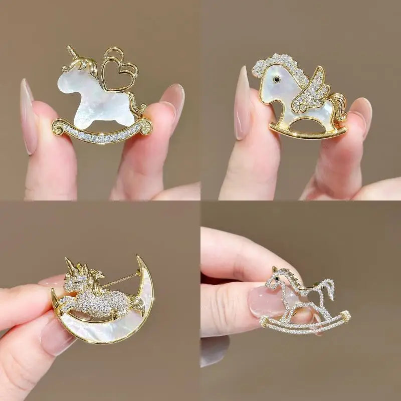 Fine Zodiac Horse Brooch Cartoon Pony Lapel Pin Classy Clothing Zpaxo