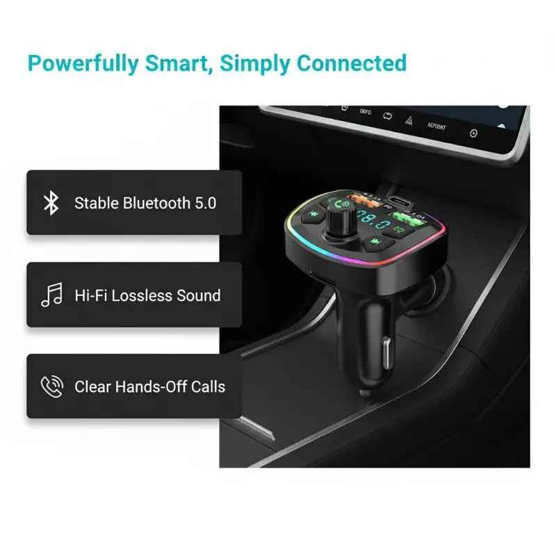 Car Bluetooth 5.0 FM Transmitter – PD 18W Fast Charger & MP3