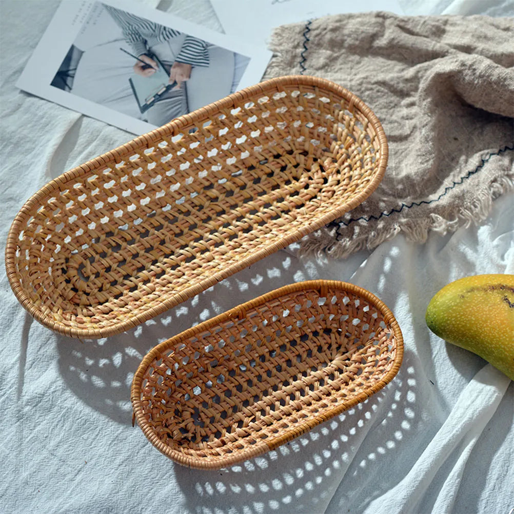 Autumn Rattan Towel Tray Basket Premium Natural Dish Storage