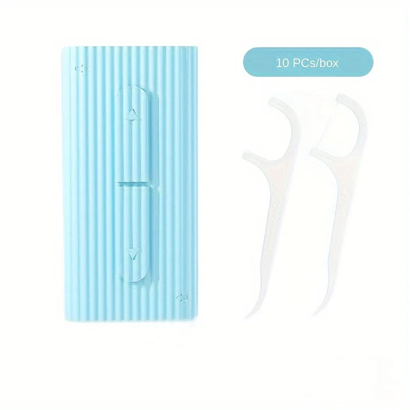 Box Reusable Dental Floss Stick Portable Automatic Dispenser Zpaxo Blue