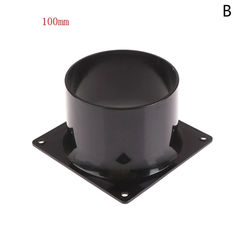 Black Square Flange Connector 75–150mm | ABS Plastic Duct Fitting