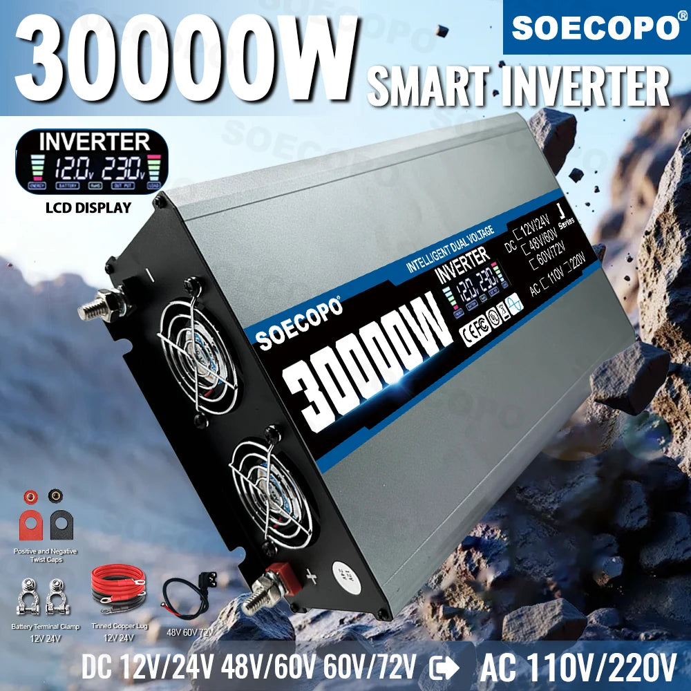 30000W 12V Inverter 110V Solar Compatible Current DC 12 24 48 60 72V