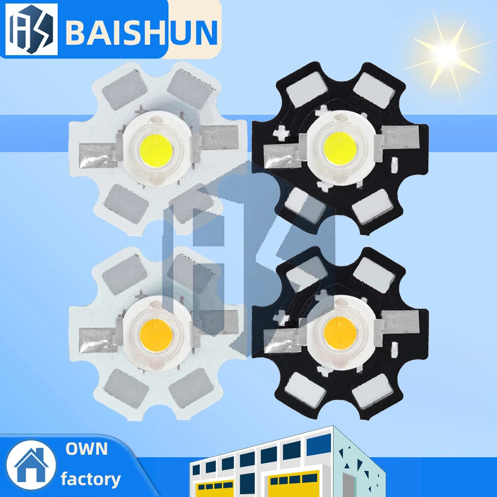 1W Pure White Full Spectrum LED Black Star Aluminum PCB Heat Sink Zpaxo