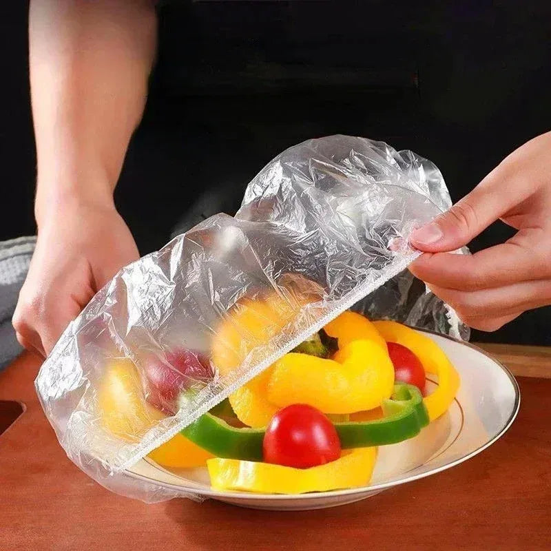 50/100-Pack Reusable Transparent Food Storage Covers for Bowls