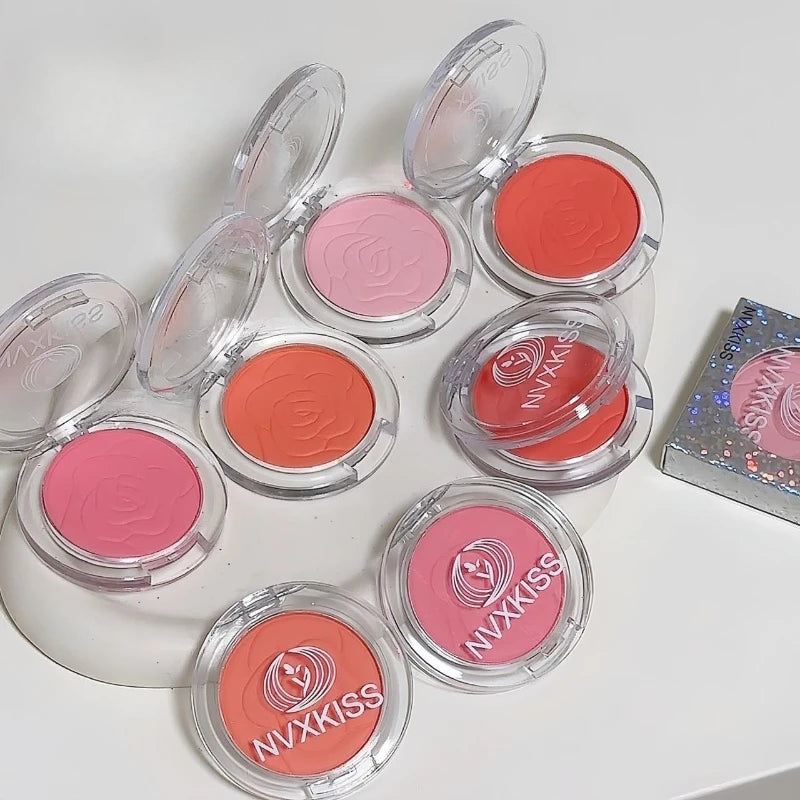 Matte Peach Pink Blush Palette Long-lasting Embossed Petals Orange