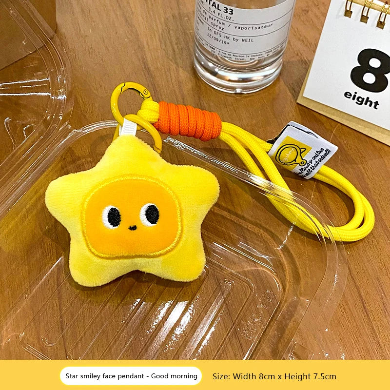 ▶1PCS Cute Star Doll Pendant Plush Doll Pendant Keychain Accessories Student Backpack Pendant Zpaxo D
