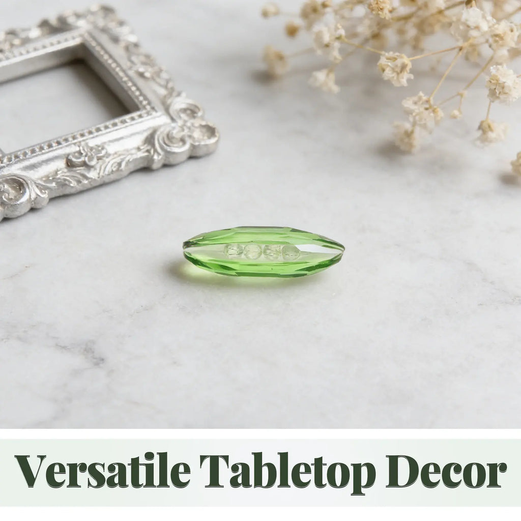 Crystal Snow Pea Artificial Vegetable Ornament Realistic Green Dining