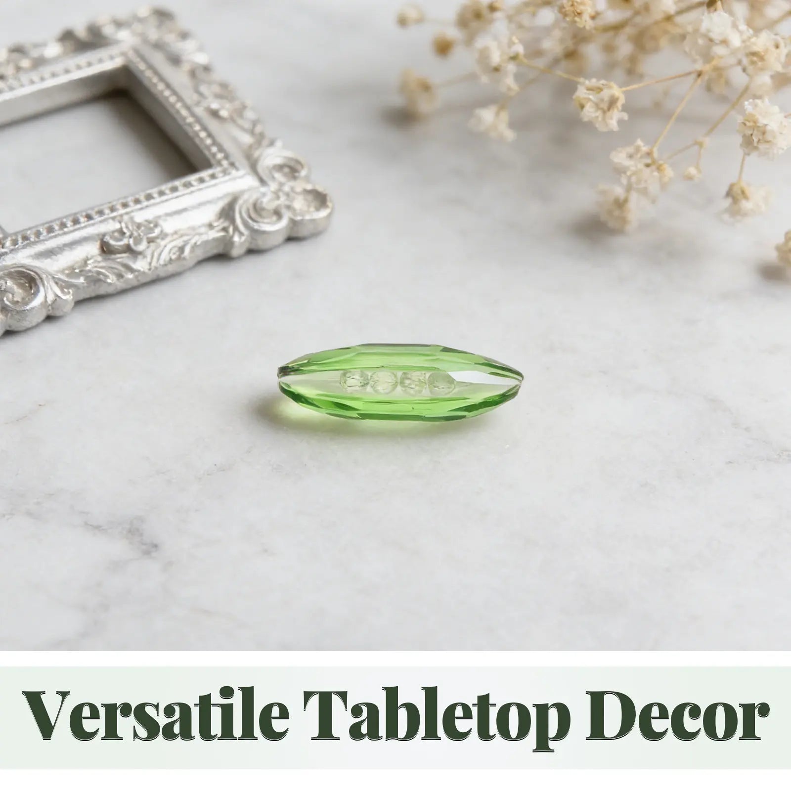 Crystal Snow Pea Artificial Vegetable Ornament Realistic Green Dining