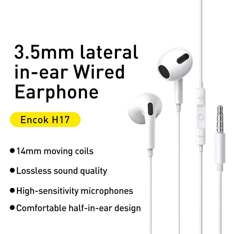 Baseus Wired Earphone H17 In-ear Microphone Samsung Galaxy Xiaomi