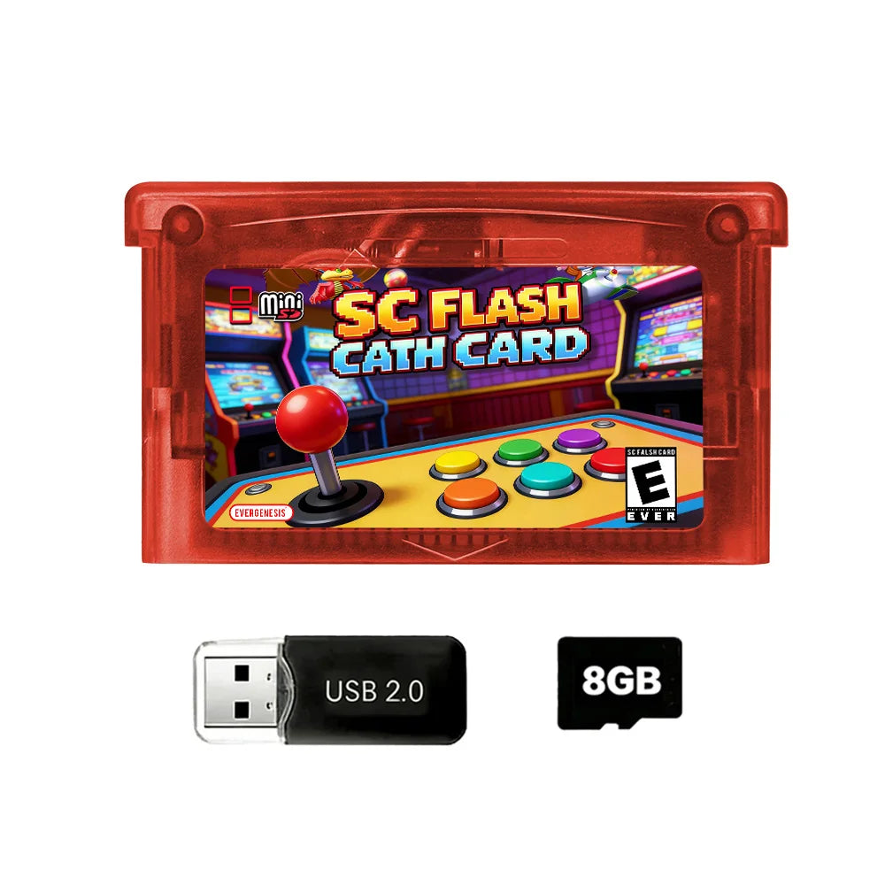 New 5000 in 1 SCFW V2.0 Mini SC Flash Card with 8G TF Card & Adapter for GBA GBC GB NES NDS Game Card Game Console Accessories Zpaxo Red With 8G