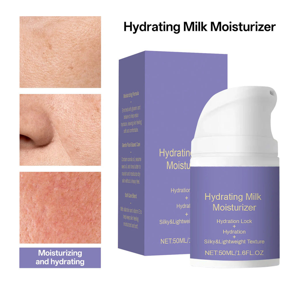 Hydrating Milk Moisturizer 50ml for All Skin Types Lightweight Non-Greasy Daily Face Balm with Shea Butter and Glycerin Zpaxo