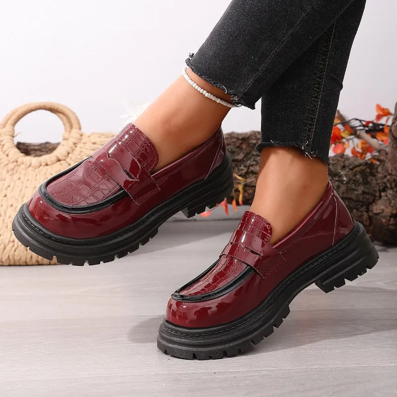 Women's Thick Soled Single Shoes Comfortable Fashion Casual Mid Heels Zpaxo