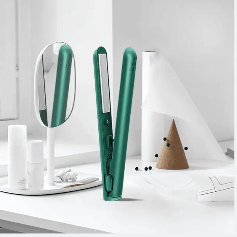 2-in-1 Mini Curling Iron & Straightener – Travel Size USB Travel Hair Styler Zpaxo