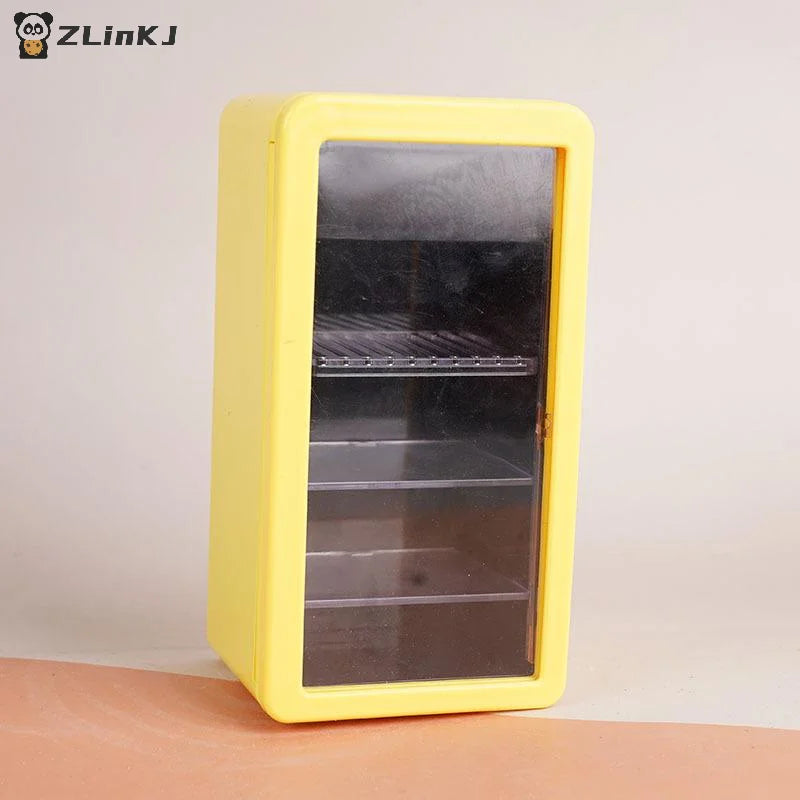 ▶1:12 Dollhouse Miniatures Refrigerator Canned Drink Beverage Cabinet Model Doll House Supermarket Accessor Pretend Play Toy DIY Zpaxo