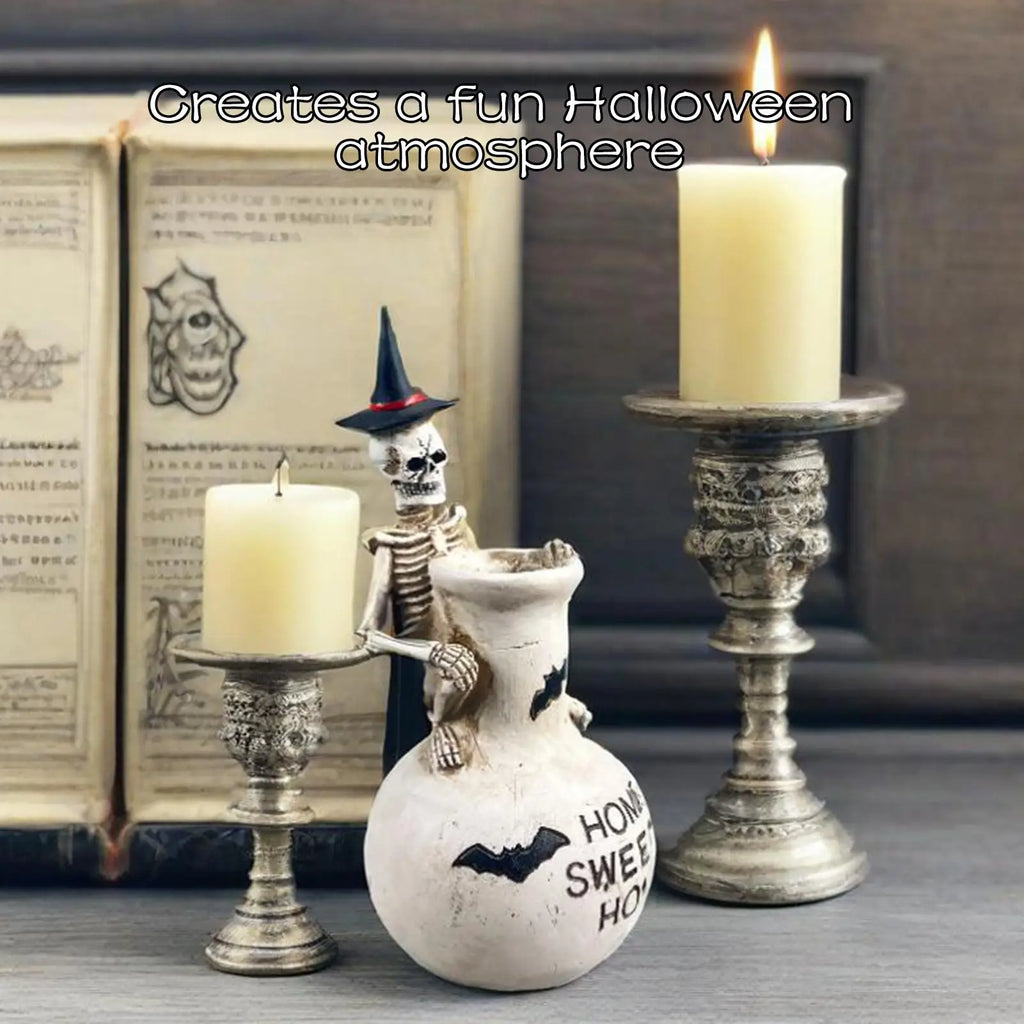 Skull Vase Halloween Gothic Skeleton Decoration Desktop Holding Home