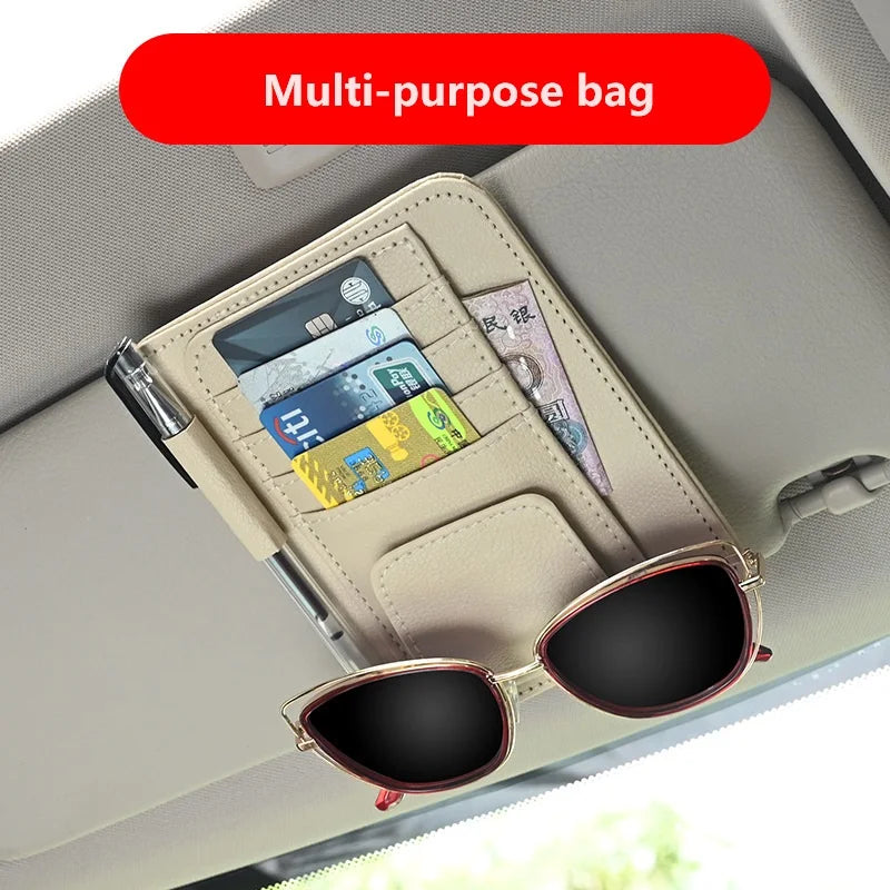 Multi Functional ID Storage Clip Car Sun Visor Small Card Bag Glasses
