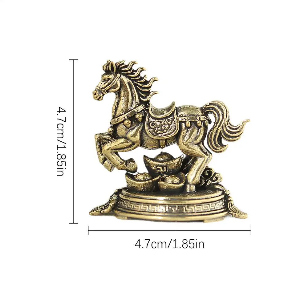 Year Horse 2026 Brass Statue Lucky Animal Figurine Home Office Desk