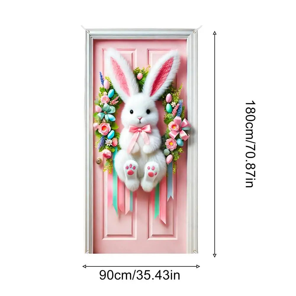 Easter Bunny Door Cover Spring Cute Happy Hanging Banner Decor Home Zpaxo A