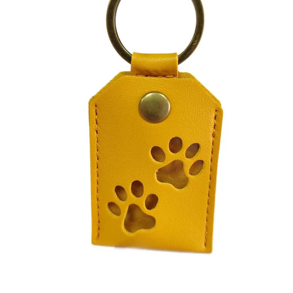 Cat Dog Claw Pet Hair Storage Bag Puppy PU Leather Pet Hair Keychain DIY Handmade Memorial Dogs Paw Pendant Hanging Accessory Zpaxo StyleA Yellow