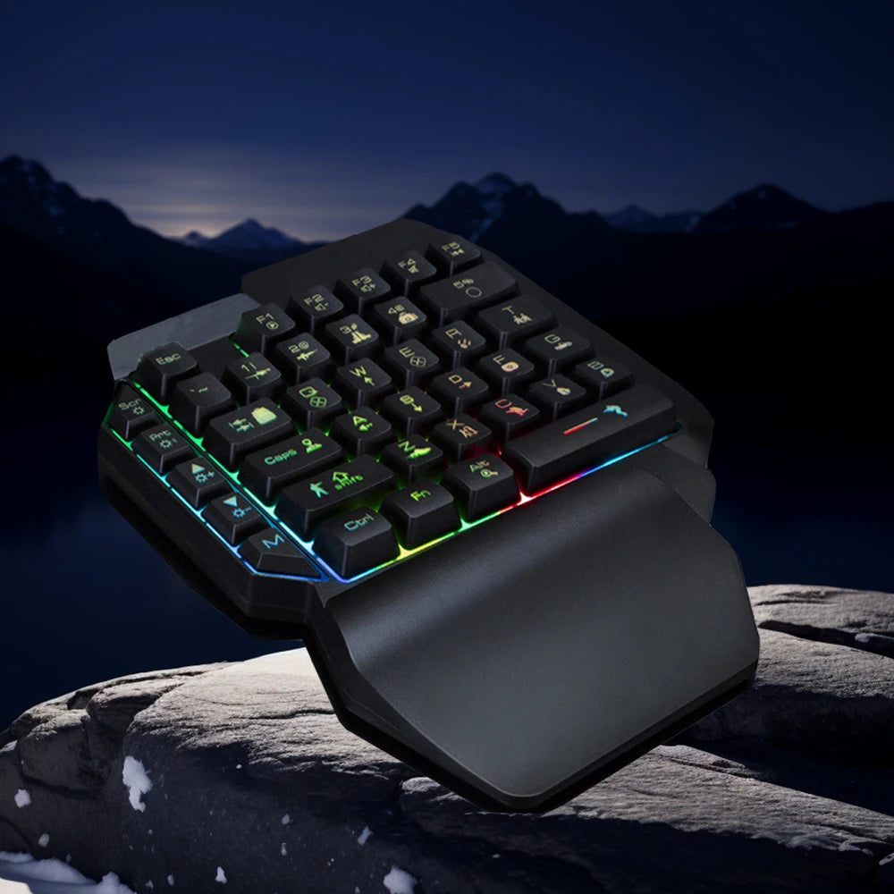 Wired 39 Keys F6 USB Keyboard With Hand Rest Colorful One-Handed Luminous Gaming Keyboards for Tablet Ergonomics Gamer Keycap Zpaxo